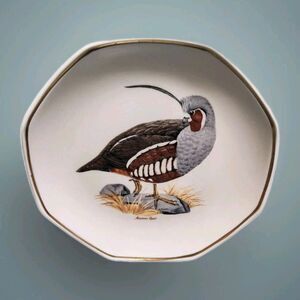 Shenango China Newcastle PA Ware Plate octagonal 8" Mountain Quail Seventh